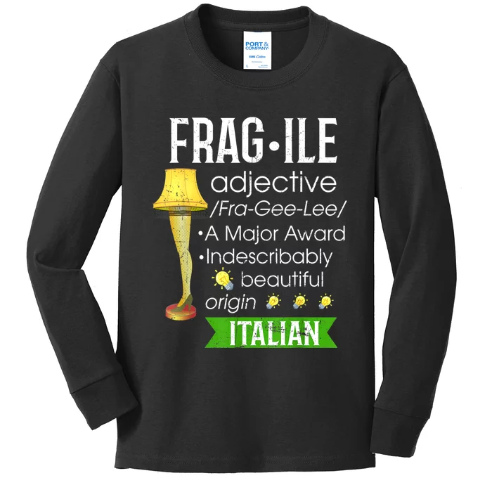 Christmas Leg Lamp Fragile Definition Funny Major Award Tee Kids Long Sleeve Shirt