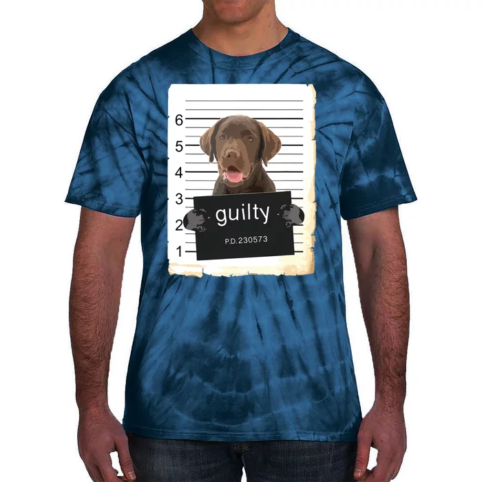 Chocolate Lab Labrador Dog Mug Shot Bad Dog Tie-Dye T-Shirt