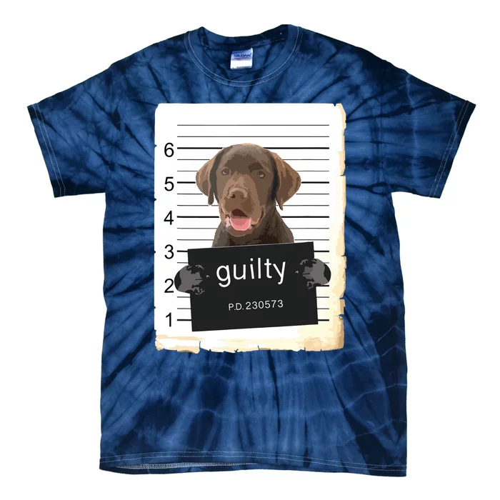 Chocolate Lab Labrador Dog Mug Shot Bad Dog Tie-Dye T-Shirt