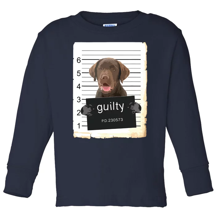 Chocolate Lab Labrador Dog Mug Shot Bad Dog Toddler Long Sleeve Shirt