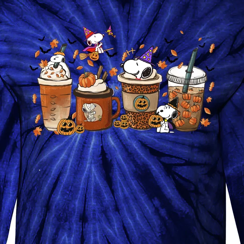 Coffee Latte Lover Pumpkin Spicy Halloween Autumn Fall Season Tie-Dye Long Sleeve Shirt