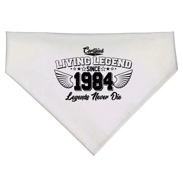 Certified Living Legend Since 1984 Legends Never Die 40th Birthday Wings USA-Made Doggie Bandana