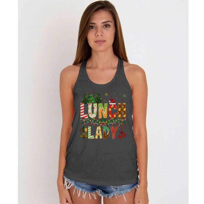 Christmas Lunch Lady Crew Holiday Season Matching Women's Knotted Racerback Tank