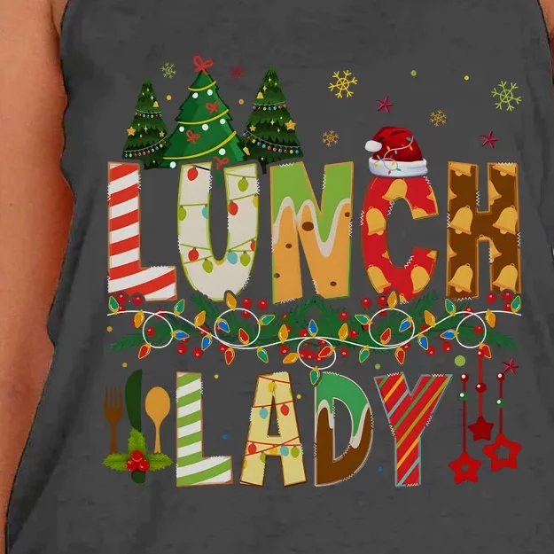 Christmas Lunch Lady Crew Holiday Season Matching Women's Knotted Racerback Tank