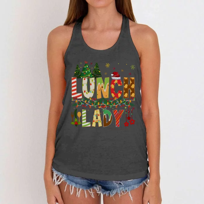 Christmas Lunch Lady Crew Holiday Season Matching Women's Knotted Racerback Tank