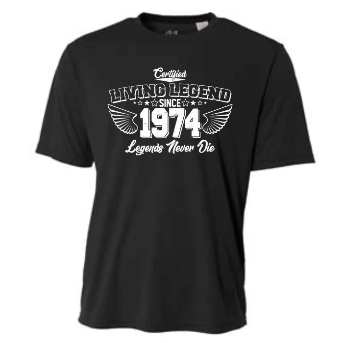 Certified Living Legend Since 1974 Legends Never Die 50th Birthday Wings Cooling Performance Crew T-Shirt