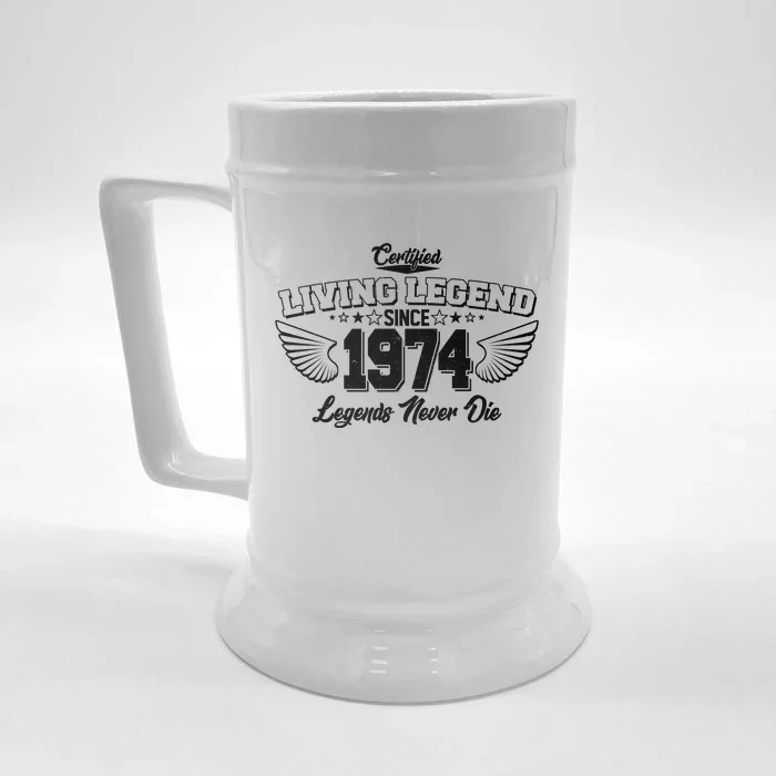 Certified Living Legend Since 1974 Legends Never Die 50th Birthday Wings Front & Back Beer Stein