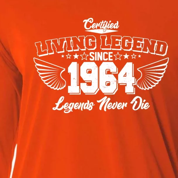 Certified Living Legend Since 1964 Legends Never Die 60th Birthday Wings Cooling Performance Long Sleeve Crew