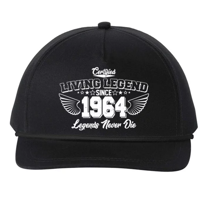 Certified Living Legend Since 1964 Legends Never Die 60th Birthday Wings Snapback Five-Panel Rope Hat