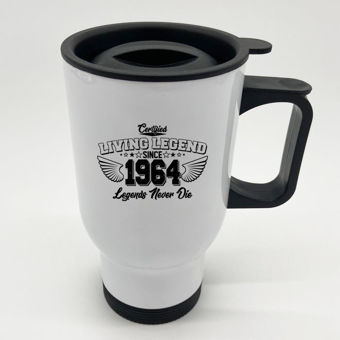 Certified Living Legend Since 1964 Legends Never Die 60th Birthday Wings Front & Back Stainless Steel Travel Mug