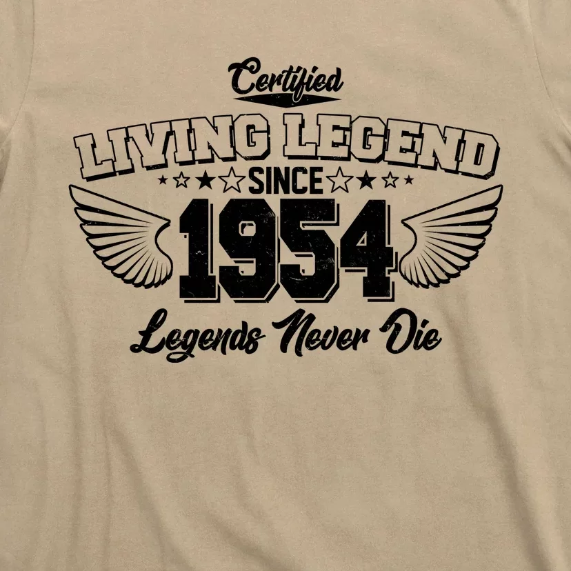 Certified Living Legend Since 1954 Legends Never Die 70th Birthday Wings T-Shirt