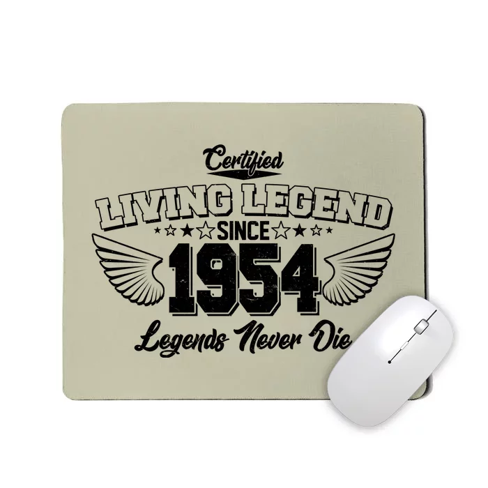 Certified Living Legend Since 1954 Legends Never Die 70th Birthday Wings Mousepad