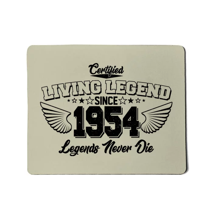 Certified Living Legend Since 1954 Legends Never Die 70th Birthday Wings Mousepad