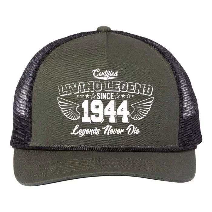 Certified Living Legend Since 1944 Legends Never Die 80th Birthday Wings Retro Rope Trucker Hat Cap