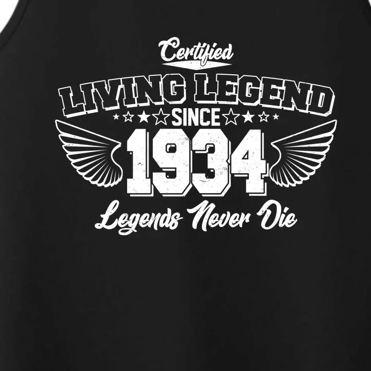 Certified Living Legend Since 1934 Legends Never Die 90th Birthday Wings Performance Tank