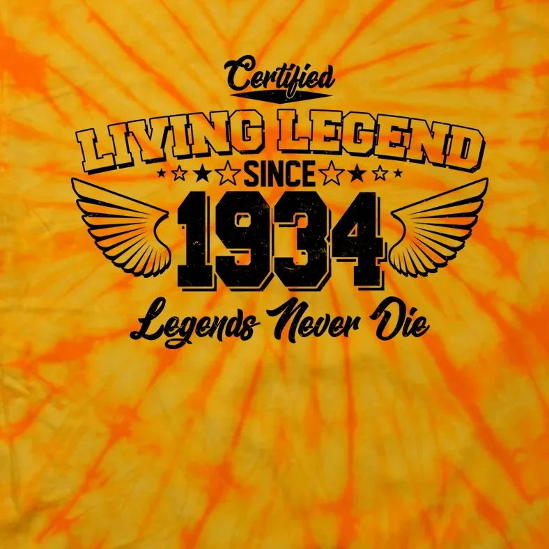 Certified Living Legend Since 1934 Legends Never Die 90th Birthday Wings Tie-Dye T-Shirt