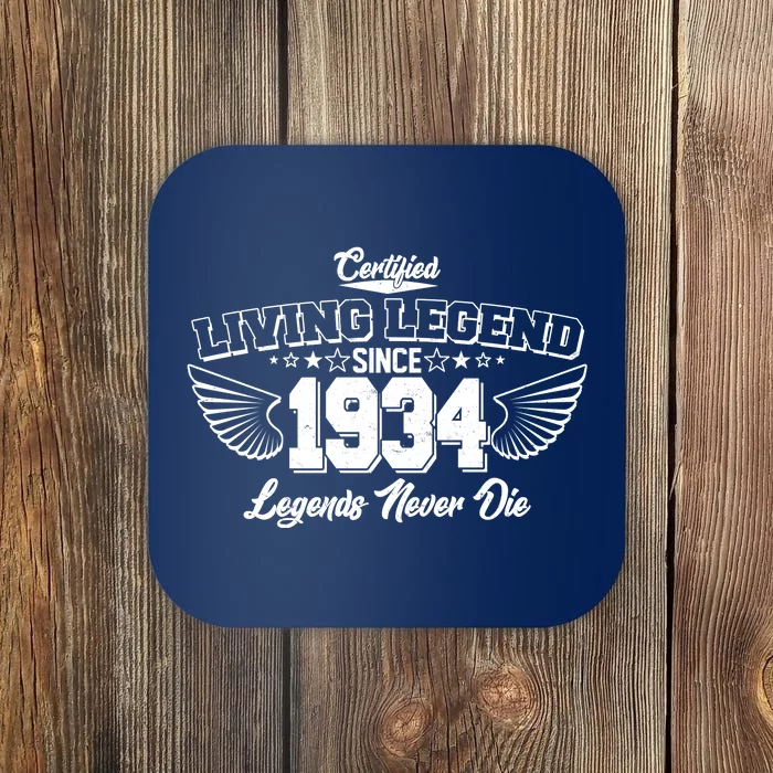 Certified Living Legend Since 1934 Legends Never Die 90th Birthday Wings Coaster