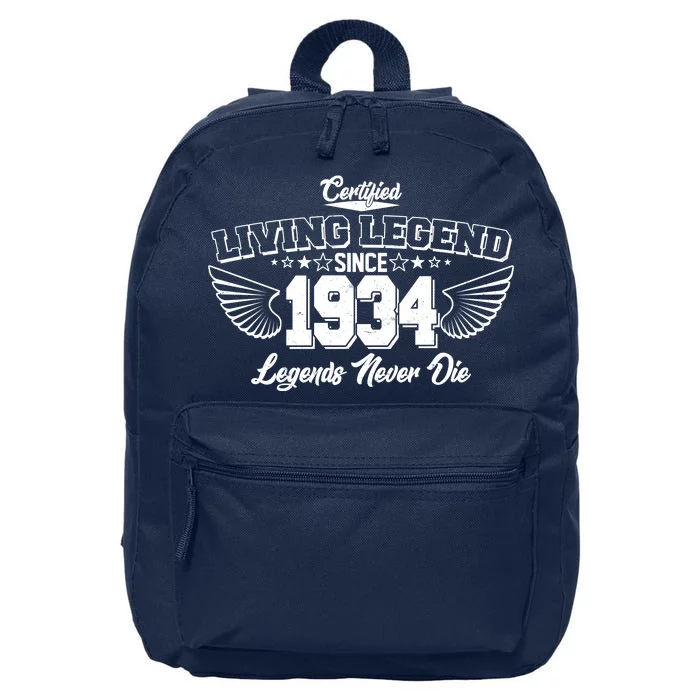 Certified Living Legend Since 1934 Legends Never Die 90th Birthday Wings 16 in Basic Backpack