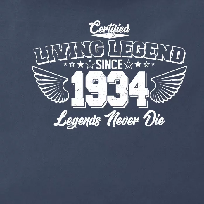 Certified Living Legend Since 1934 Legends Never Die 90th Birthday Wings Zip Tote Bag