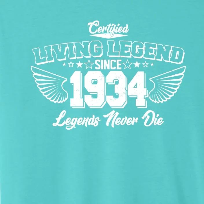 Certified Living Legend Since 1934 Legends Never Die 90th Birthday Wings ChromaSoft Performance T-Shirt