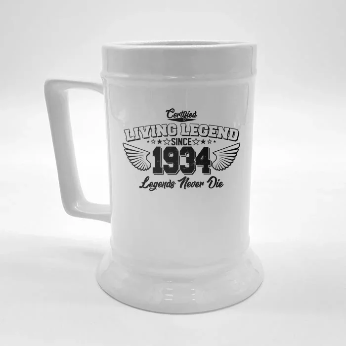 Certified Living Legend Since 1934 Legends Never Die 90th Birthday Wings Front & Back Beer Stein