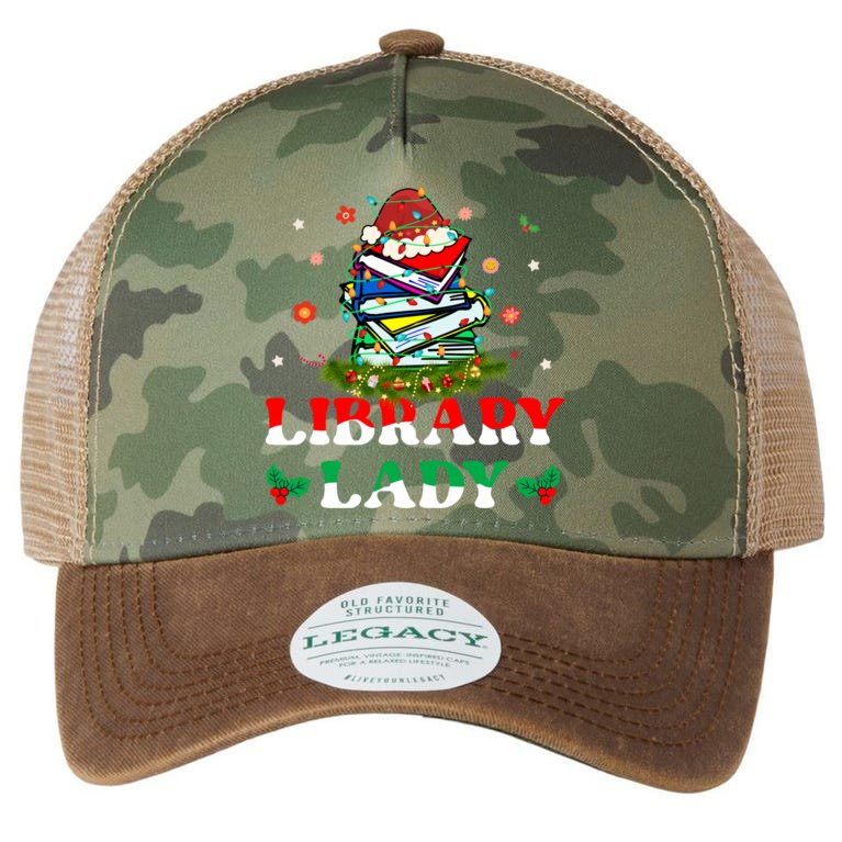 Christmas Library Lady Librarian Xmas Lights Books Gift Legacy Tie Dye Trucker Hat