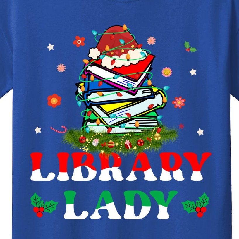 Christmas Library Lady Librarian Xmas Lights Books Gift Kids T-Shirt