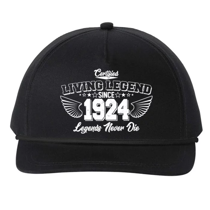 Certified Living Legend Since 1924 Legends Never Die 100th Birthday Wings Snapback Five-Panel Rope Hat