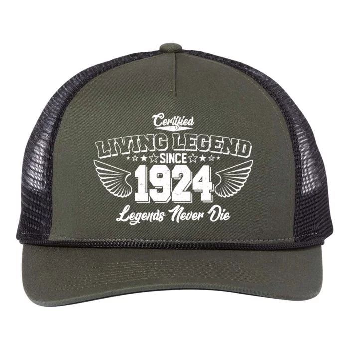 Certified Living Legend Since 1924 Legends Never Die 100th Birthday Wings Retro Rope Trucker Hat Cap