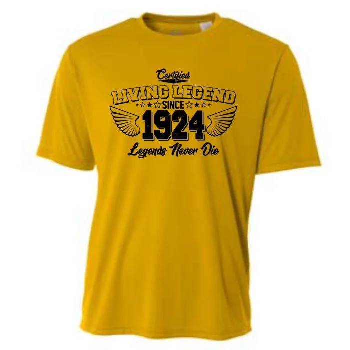 Certified Living Legend Since 1924 Legends Never Die 100th Birthday Wings Cooling Performance Crew T-Shirt