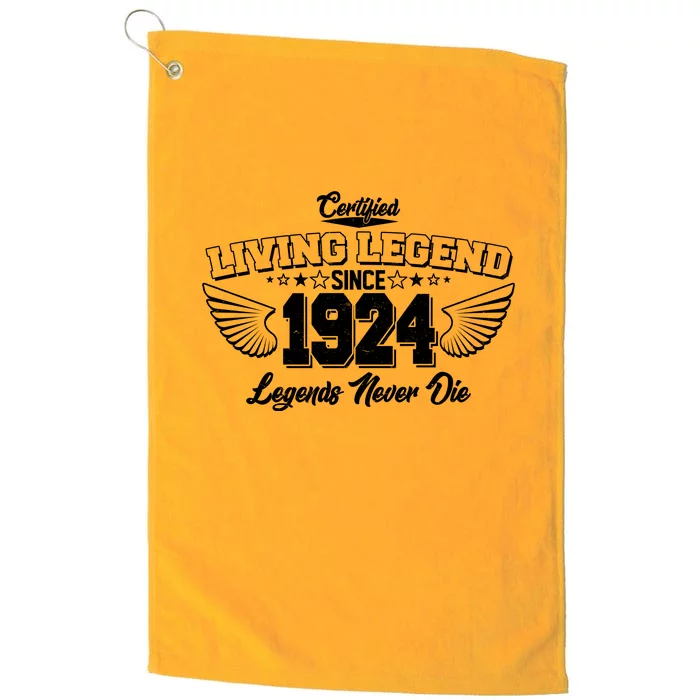 Certified Living Legend Since 1924 Legends Never Die 100th Birthday Wings Platinum Collection Golf Towel