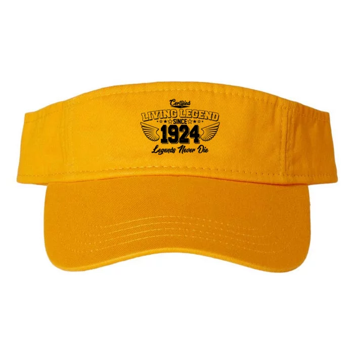 Certified Living Legend Since 1924 Legends Never Die 100th Birthday Wings Valucap Bio-Washed Visor