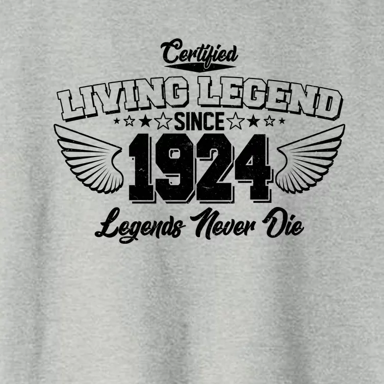 Certified Living Legend Since 1924 Legends Never Die 100th Birthday Wings Women's Crop Top Tee