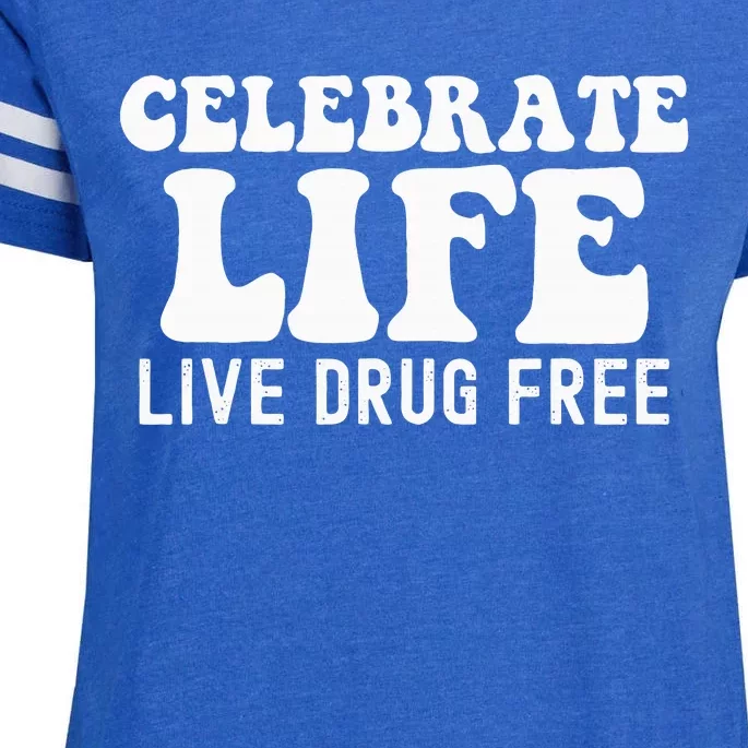 Celebrate Life Live Drug Free Red Band Week Awareness Enza Ladies Jersey Football T-Shirt