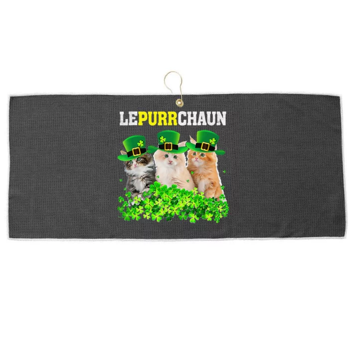 Cute Lepurrchaun Leprechaun Cat Lover Saint Patrick's Day Cute Large Microfiber Waffle Golf Towel