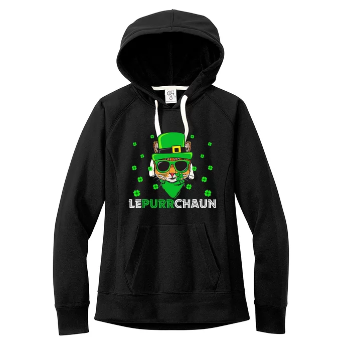 Cute Lepurrchaun Leprechaun Cat Lover Saint Patrick's Day Women's Fleece Hoodie