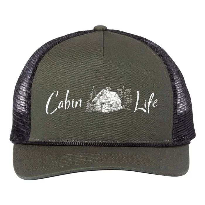 Cabin Life Log Cabin Gift Retro Rope Trucker Hat Cap