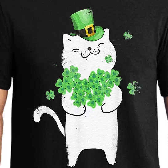 Cat Leprechaun Lover Shamrock St Patrick's Day Pajama Set