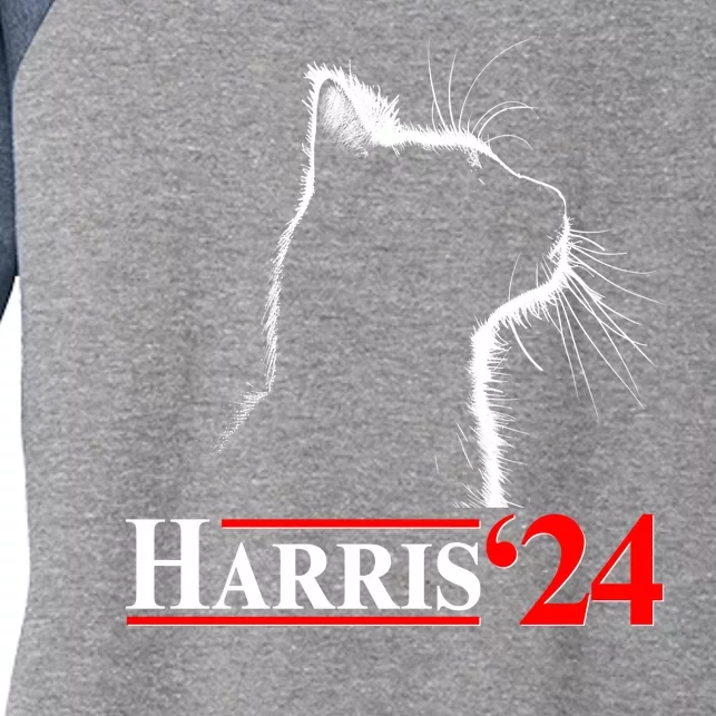 Cat Lady Ladies For Kamala Harris 2024 Women's Tri-Blend 3/4-Sleeve Raglan Shirt