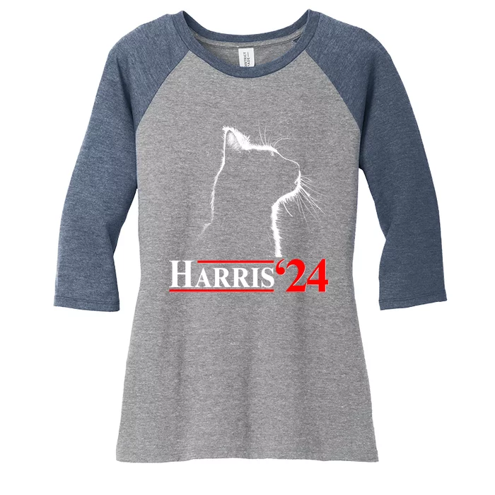 Cat Lady Ladies For Kamala Harris 2024 Women's Tri-Blend 3/4-Sleeve Raglan Shirt