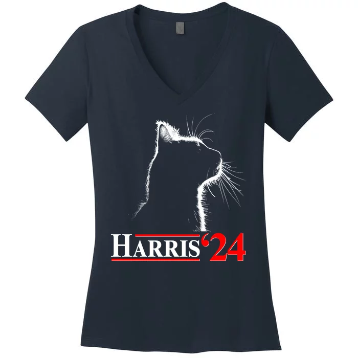 Cat Lady Ladies For Kamala Harris 2024 Women's V-Neck T-Shirt