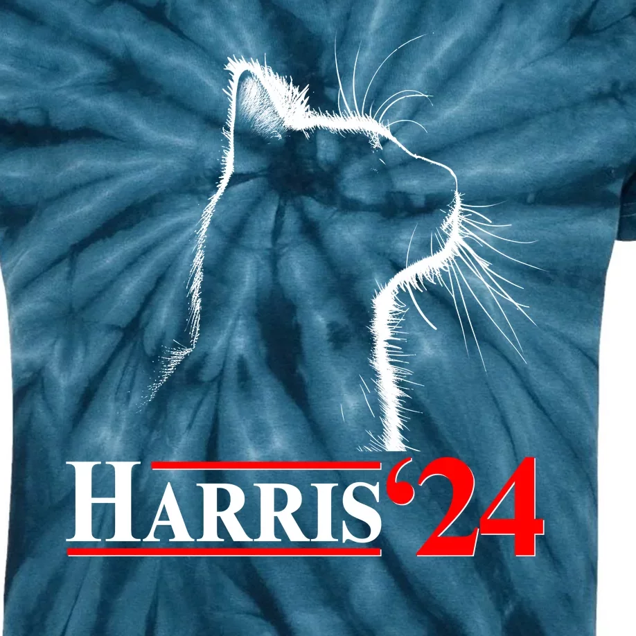 Cat Lady Ladies For Kamala Harris 2024 Kids Tie-Dye T-Shirt