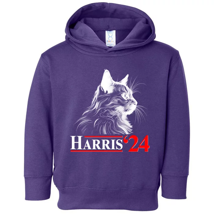 Cat Lady Ladies For Kamala Harris 2024 Toddler Hoodie