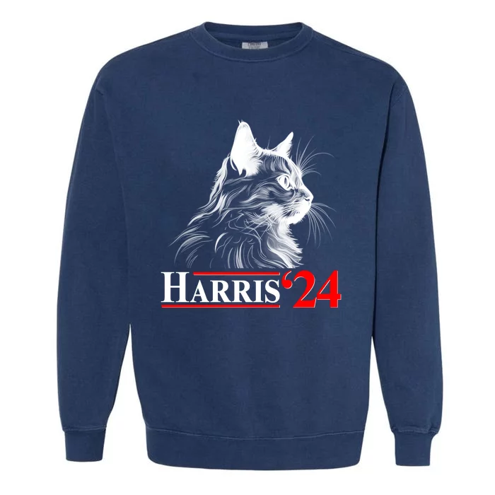 Cat Lady Ladies For Kamala Harris 2024 Garment-Dyed Sweatshirt