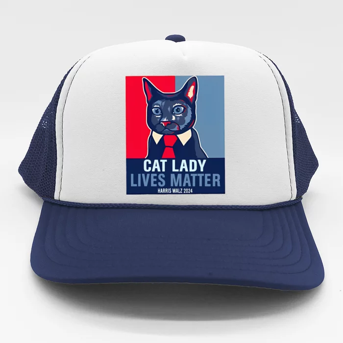 Cat Lady Lives Matter Harris Walz Election 2024 Trucker Hat