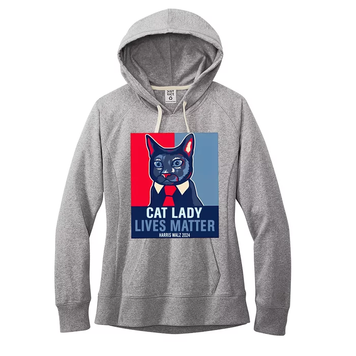 Cat Lady Lives Matter Harris Walz Election 2024 Women's Fleece Hoodie