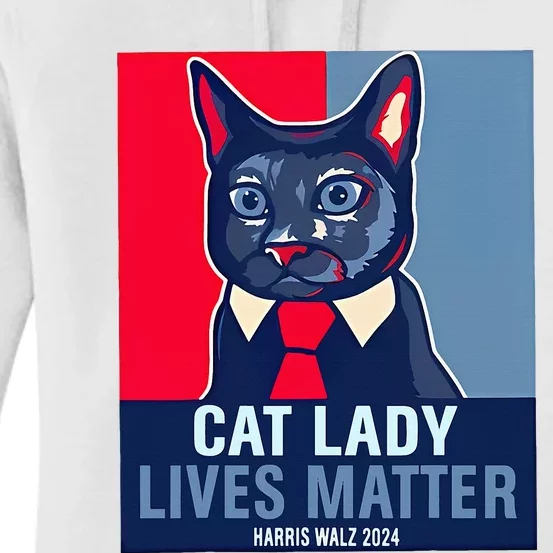 Cat Lady Lives Matter Harris Walz Election 2024 Women's Pullover Hoodie