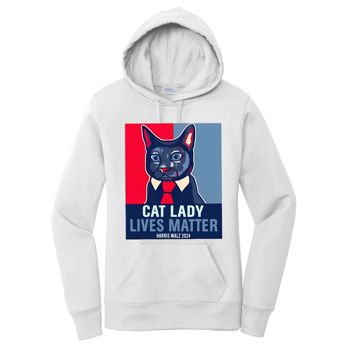 Cat Lady Lives Matter Harris Walz Election 2024 Women's Pullover Hoodie