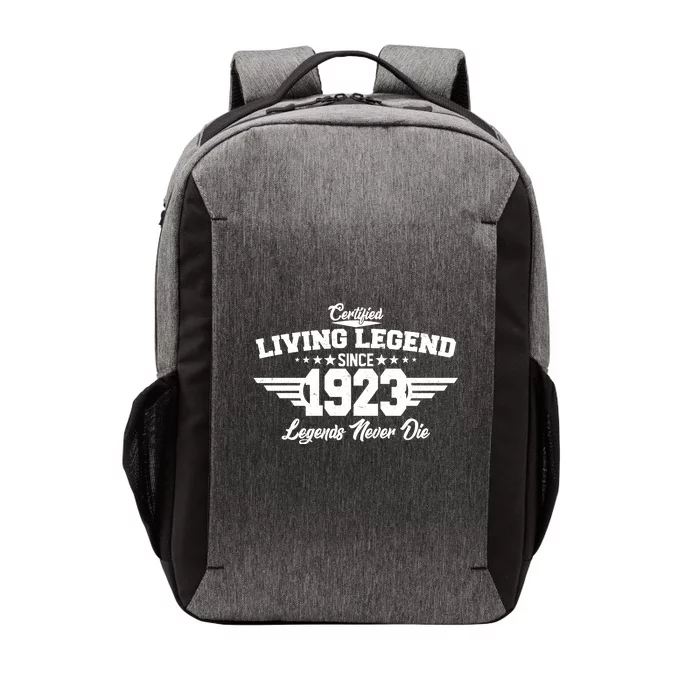 Certified Living Legend Since 1923 Legends Never Die 100th Birthday Vector Backpack