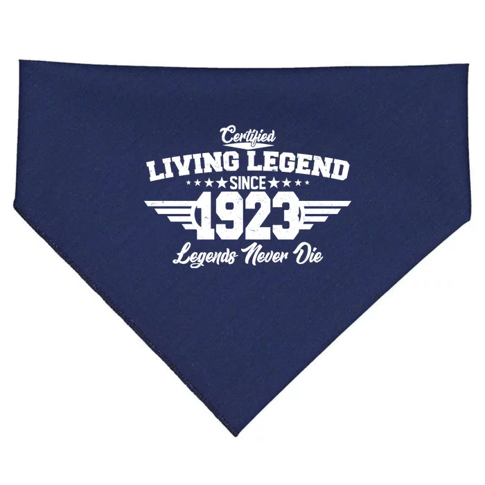 Certified Living Legend Since 1923 Legends Never Die 100th Birthday USA-Made Doggie Bandana